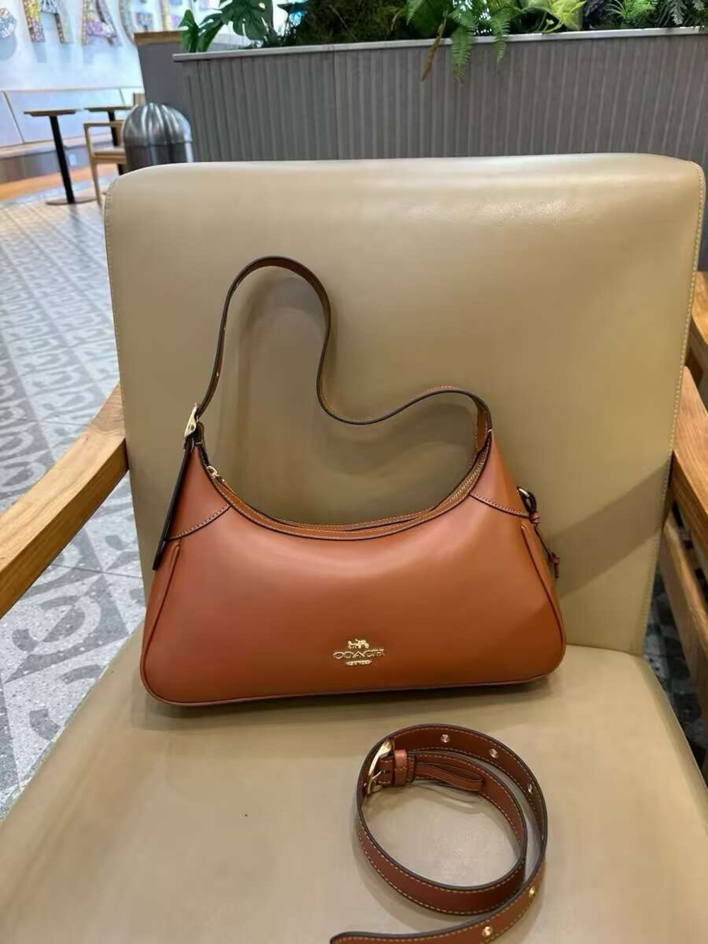 Coach Saddle Brown Leather Shoulder Hobo Bag